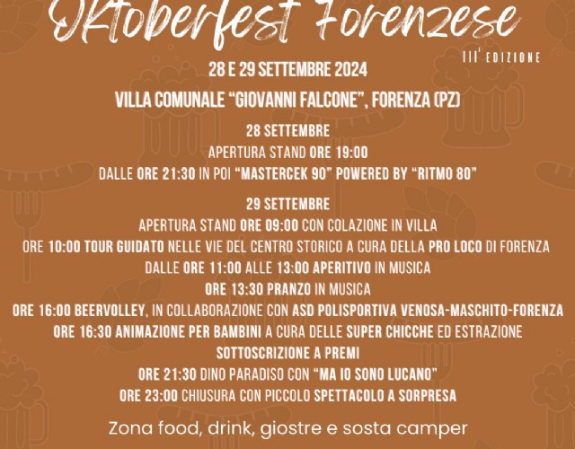 Al via la terza edizione dell’Oktoberfest Forenzese: tante sorprese per un assaggio di Baviera in terra lucana